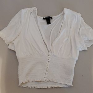 White Medium Size Deep V Neck Top